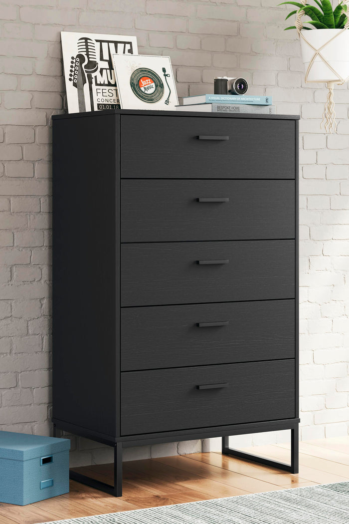 Socalle Black Five Drawer Chest - Brand New