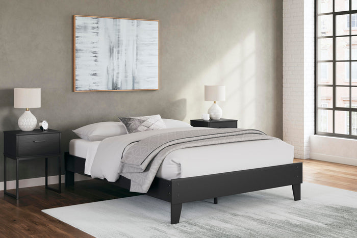 Socalle Black Queen Platform Bed - Brand New