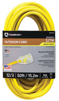 Southwire 12/3 SJTW Heavy Duty single Prong Extension Cords With Lighted Ends