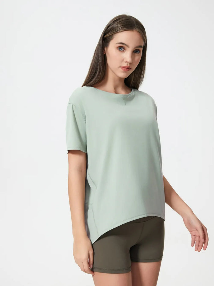 Sports short sleeved women's running fitness yoga clothes top t-shirt