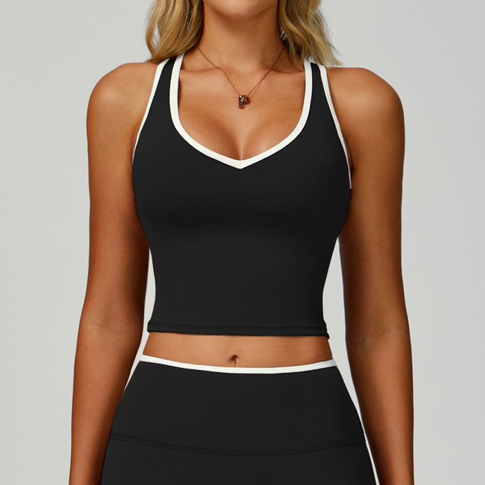 Sports Tank Top for Women Sheer Hollow-out Backless Sports Bra Fitted Running Fitness Wear