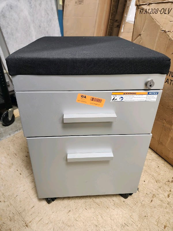 Steelcase - TS Series Mobile File Cabinet with Cushion - Platinum Metallic - Brand New - Open Box