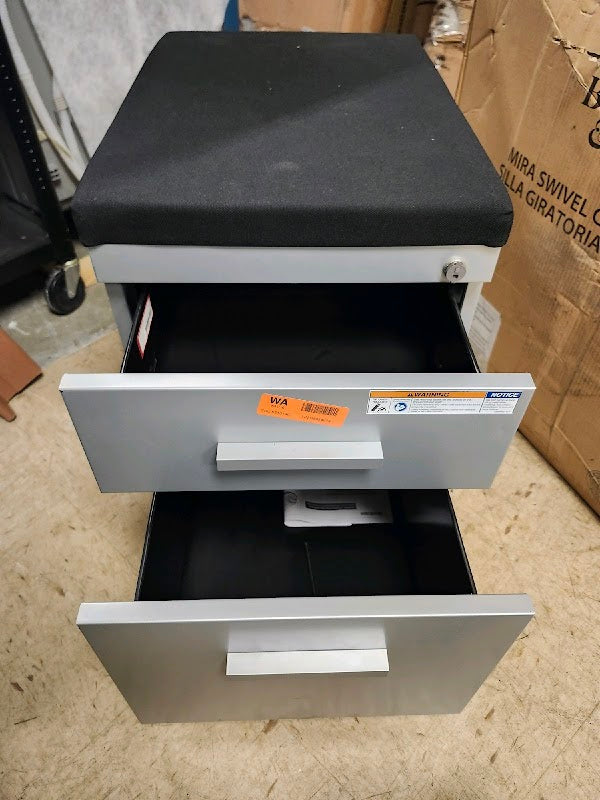 Steelcase - TS Series Mobile File Cabinet with Cushion - Platinum Metallic - Brand New - Open Box