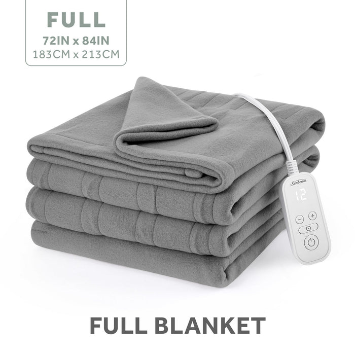 Sunbeam Electric Heated Bed Blanket Gray Soft Brushed Fleece 12 Heat Settings Full 84 x 72 - Brand New