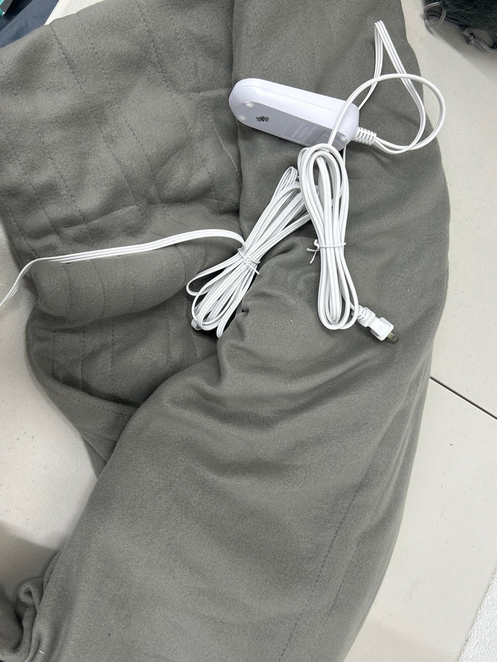 Sunbeam Electric Heated Bed Blanket Gray Soft Brushed Fleece 12 Heat Settings Full 84 x 72 - Brand New