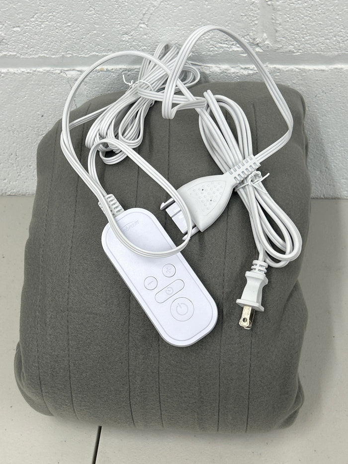 Sunbeam Electric Heated Bed Blanket Gray Soft Brushed Fleece 12 Heat Settings Full 84 x 72 - Brand New
