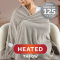 Sunbeam Electric Heated Throw Blanket Oversize Washed Stone Microplush 4 Heat Settings 50x 70 - Brand New