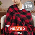 Sunbeam Electric Heated Throw Red/Black Plaid Microplush Faux Shearling 4 Heat 50x70 - Brand New