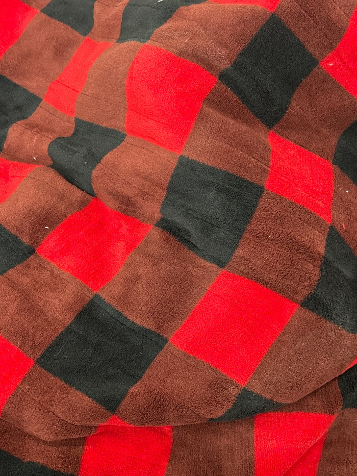 Sunbeam Electric Heated Throw Red/Black Plaid Microplush Faux Shearling 4 Heat 50x70 - Brand New