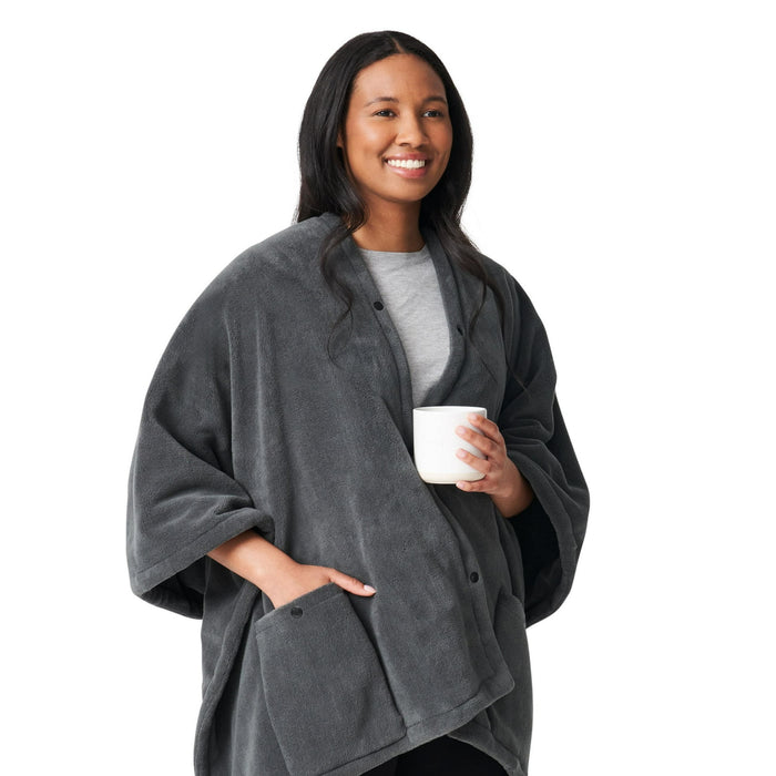 Sunbeam On-the-Go Cordless Heated Throw Blanket Microplush Gray 4 Heat Settings 50" x 60" - Brand New