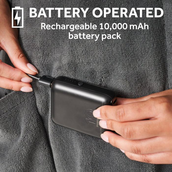 Sunbeam On-the-Go Cordless Heated Throw Blanket Microplush Gray 4 Heat Settings 50" x 60" - Brand New