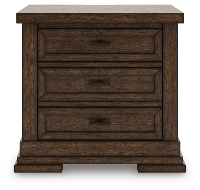 Taffenbrook Medium Brown Three Drawer Night Stand - Brand New