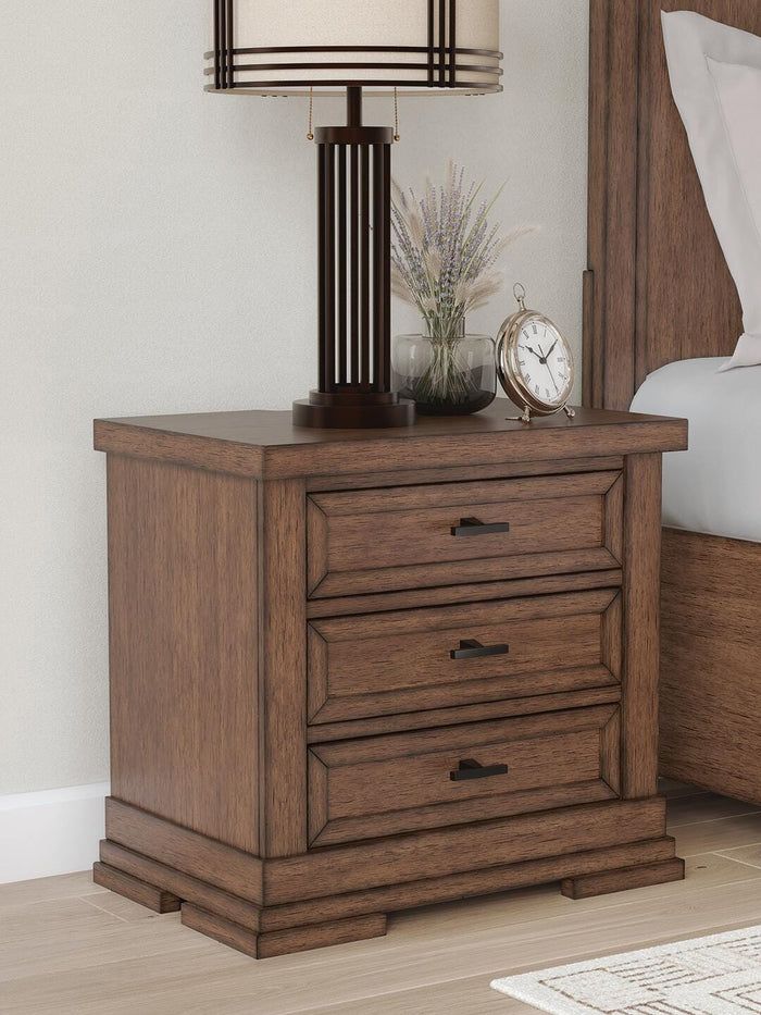 Taffenbrook Medium Brown Three Drawer Night Stand - Brand New
