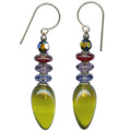 Owen Glass Collection TANGO 2 green glass dangle earrings featuring sleek, modern design with vibrant glass accents.