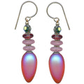 Frosted pink iridescent glass earrings from Owen Glass Collection, featuring a sleek, modern design with a shimmering finish.