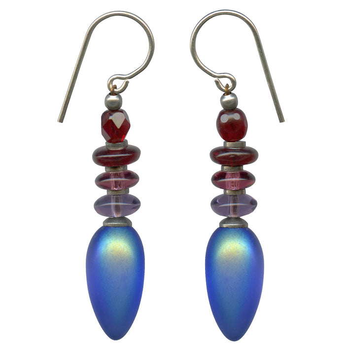 Owen Glass Collection TANGO 32 frosted iridescent dangle earrings with a sleek, modern design and shimmering finish.