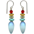 Frosted iridescent aqua earrings from Owen Glass Collection, featuring the Tango 64 design with shimmering glass finish.
