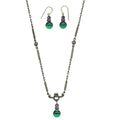 Owen Glass Collection Hyde Park 7 earrings and necklace set featuring elegant jewelry with intricate designs and matching pieces.