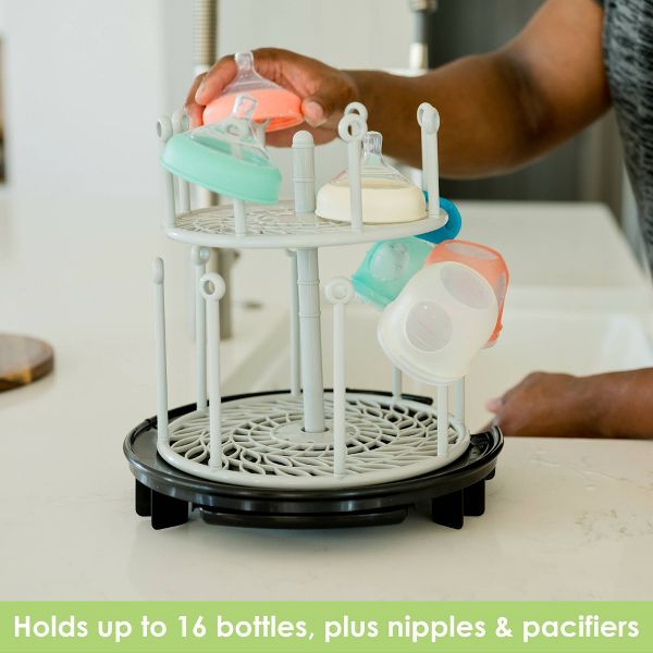The First Years Plastic Spin Stack Bottle Drying Rack Black - Brand New