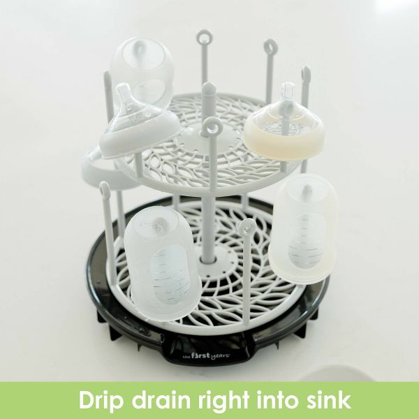 The First Years Plastic Spin Stack Bottle Drying Rack Black - Brand New