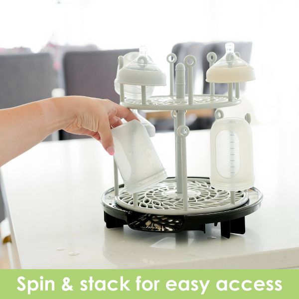 The First Years Plastic Spin Stack Bottle Drying Rack Black - Brand New