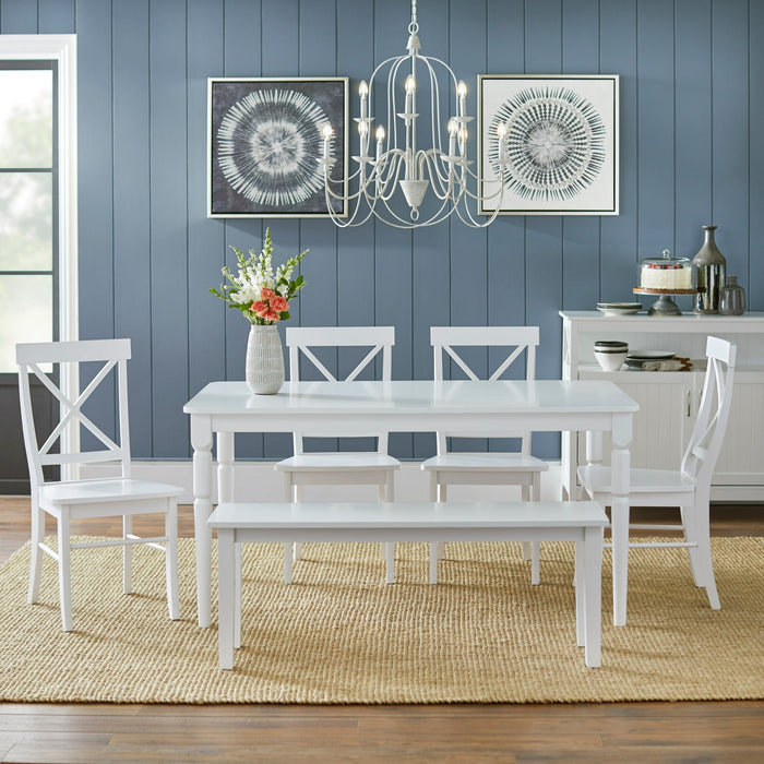 TMS Tiffany Indoor Bench, 47.5"L x 14"W x 18"H, White - Brand New