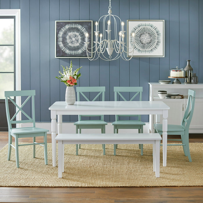 TMS Tiffany Indoor Bench, 47.5"L x 14"W x 18"H, White - Brand New