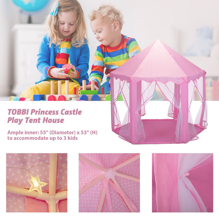 TOBBI Princess Castle Play Tent for Girls - Large 55'' x 53'' Playhouse for Indoor and Outdoor Play - Brand New
