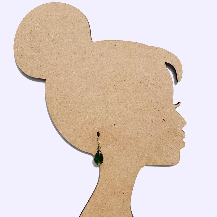 Owen Glass Collection High Street 40 earrings featuring sleek, modern design with geometric metal elements.