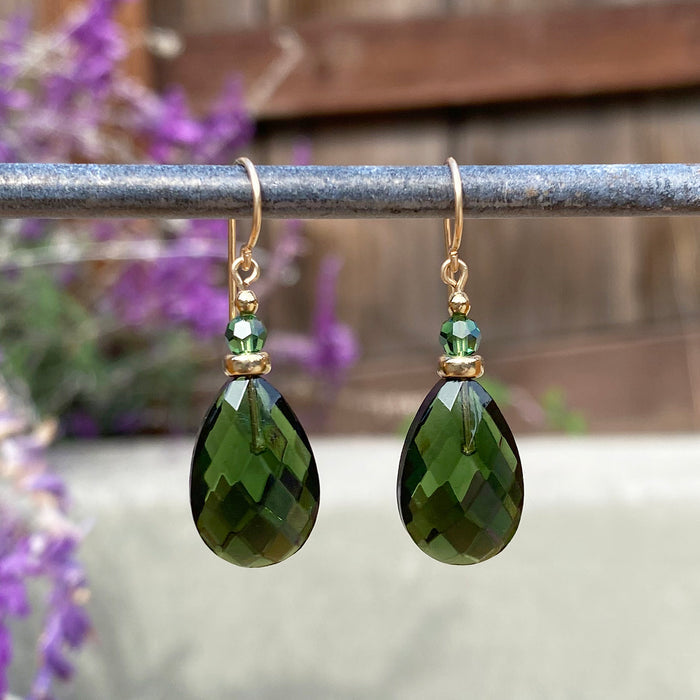 Owen Glass Collection High Street 40 earrings featuring stylish geometric gold-tone design on a white background.