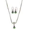 Owen Glass Collection Hyde Park 2 green and pink earrings and necklace set featuring matching jewelry with vibrant colors.