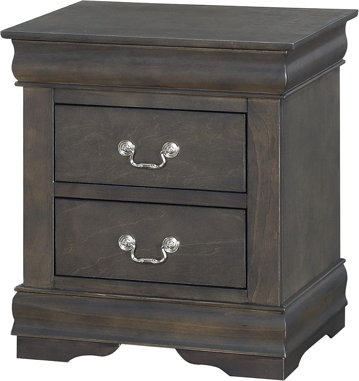 Traditional 2-Drawer Nightstand with Metal Handles, Fully Assembled, 21" L x 15" W x 24" H - new