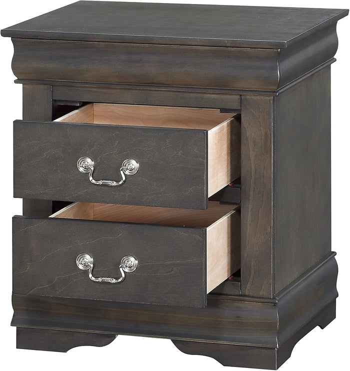 Traditional 2-Drawer Nightstand with Metal Handles, Fully Assembled, 21" L x 15" W x 24" H - new