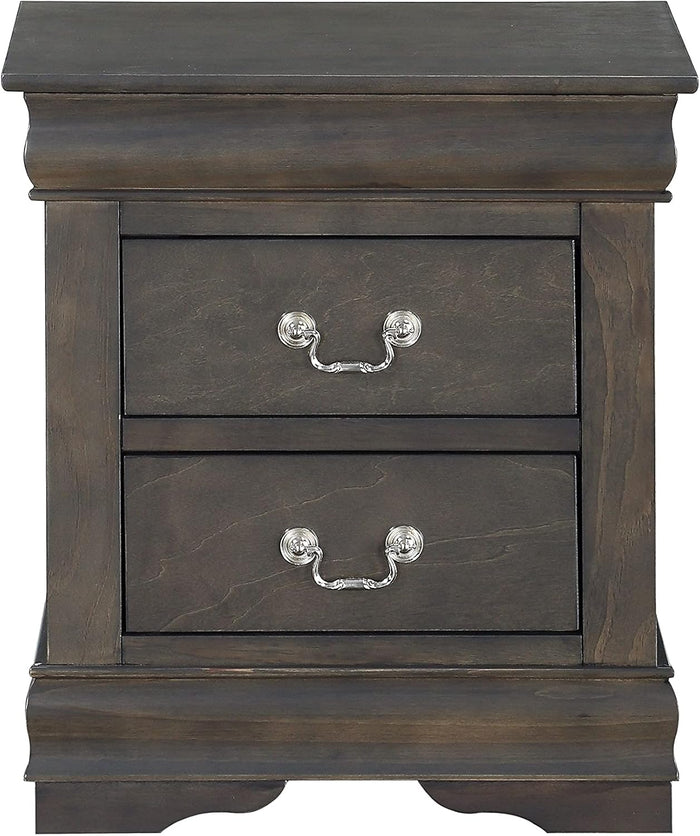 Traditional 2-Drawer Nightstand with Metal Handles, Fully Assembled, 21" L x 15" W x 24" H - new