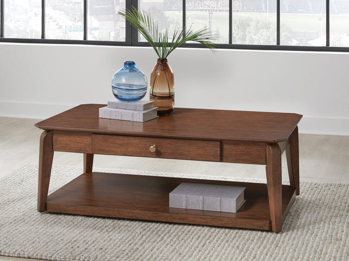 Trenmour Medium Brown Rectangular Cocktail Table - Brand New