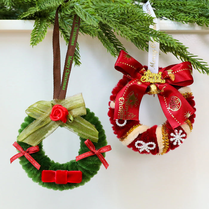 Twisted Stick Fabric Christmas Wreath Ornament DIY Christmas Tree Decoration Bow Wreath Finished Product