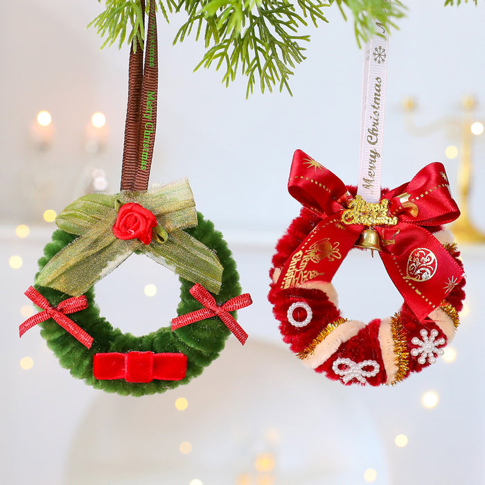 Twisted Stick Fabric Christmas Wreath Ornament DIY Christmas Tree Decoration Bow Wreath Finished Product