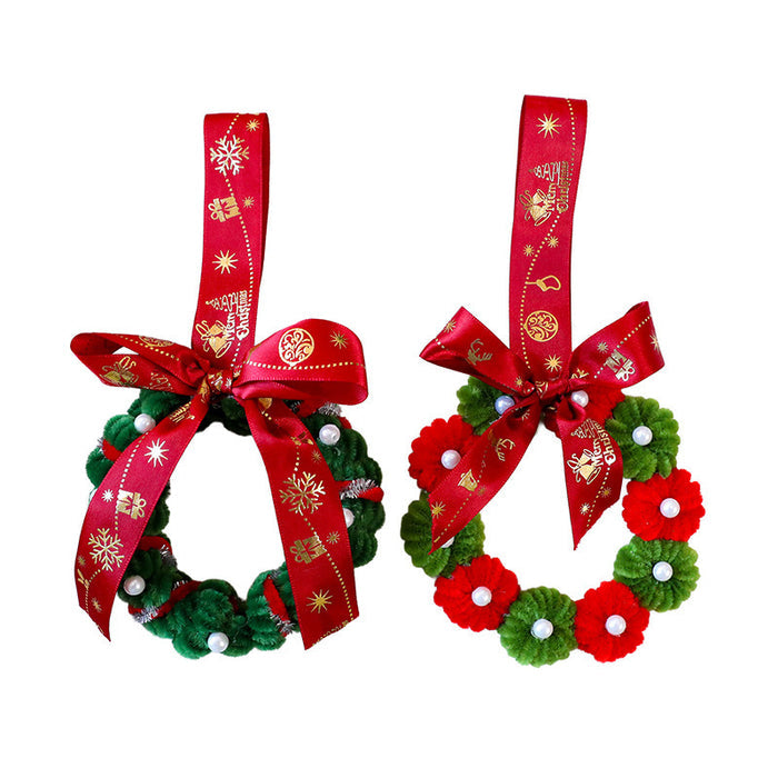 Twisted Stick Fabric Christmas Wreath Ornament DIY Christmas Tree Decoration Bow Wreath Finished Product
