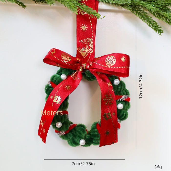 Twisted Stick Fabric Christmas Wreath Ornament DIY Christmas Tree Decoration Bow Wreath Finished Product