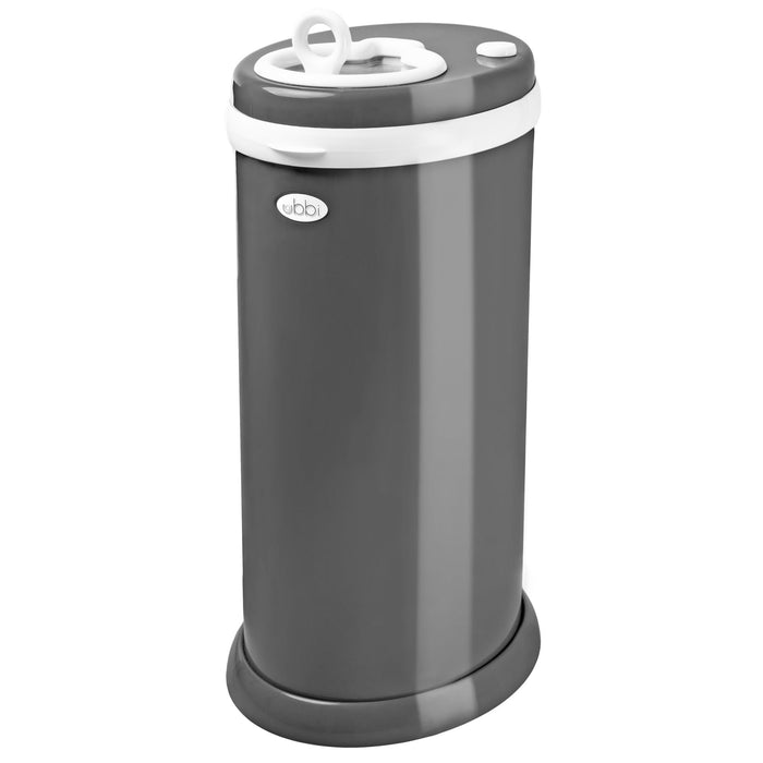 Ubbi Stainless Steel Diaper Pail, Odor Locking, No Special Bag Required, Award-Winning, Registry Must-Have, Slate - Brand New