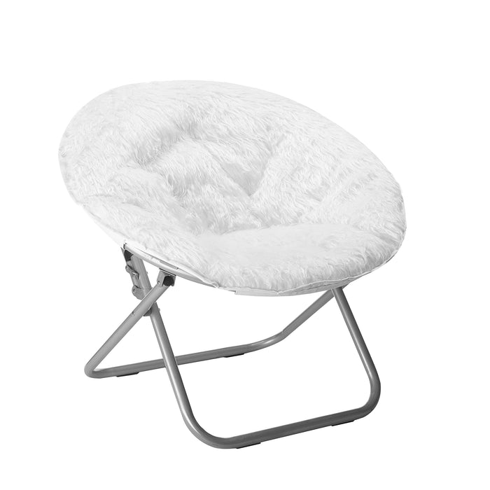 Urban Lifestyle Mongolian Faux Fur Saucer Chair, Off White - Brand New - Open Box