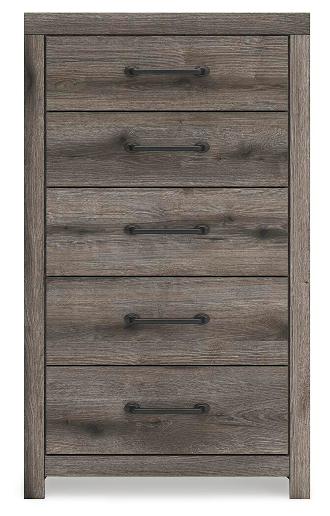Urbanoore Brown Gray Five Drawer Chest - Brand New
