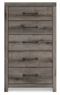 Urbanoore Brown Gray Five Drawer Chest - Brand New