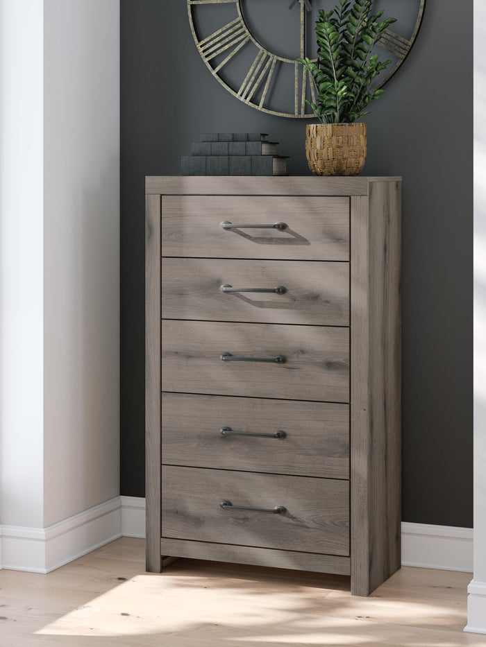 Urbanoore Brown Gray Five Drawer Chest - Brand New