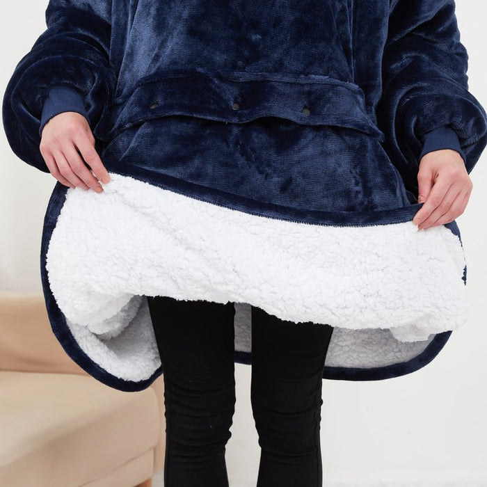 MEELANO USB Elektrisk Varmetæppe med Hætte i Blød Flannel - Varm Oversized Bærbar Tæppehættetrøje med Lommer til Vinter