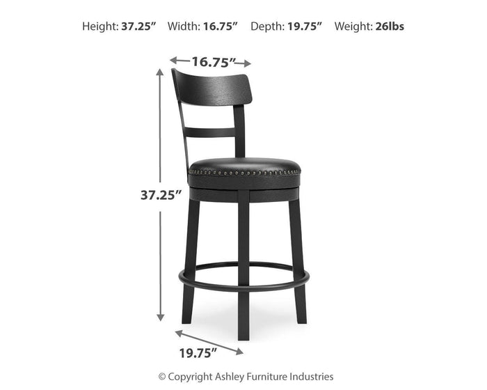 Valebeck Black Valebeck Counter Height Bar Stool - Brand New