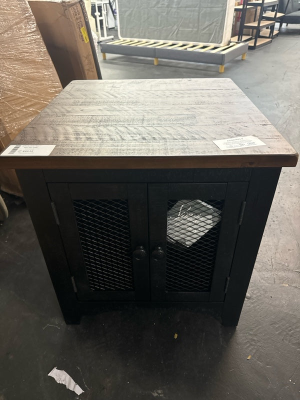 Valebeck Rectangular End Table Black/Brown - Signature Design by Ashley: Rustic Farmhouse Style with Storage - Brand New