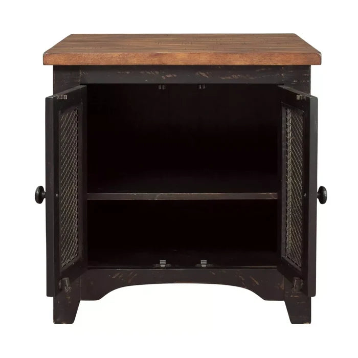 Valebeck Rectangular End Table Black/Brown - Signature Design by Ashley: Rustic Farmhouse Style with Storage - Brand New