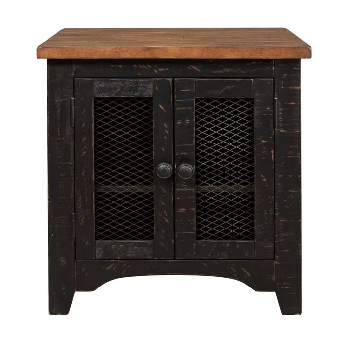 Valebeck Rectangular End Table Black/Brown - Signature Design by Ashley: Rustic Farmhouse Style with Storage - Brand New