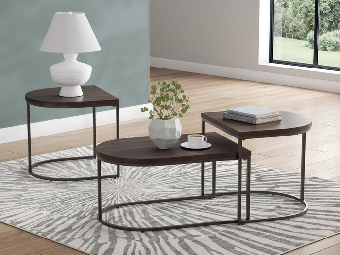 Vanmore Dark Brown Occasional Table Set (3/CN) - Brand New
